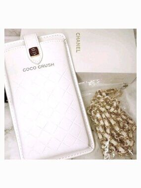 COCO CRUSH CHANEL QUILTED WHITE CROSSBODY PHONE CASE